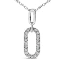 14K White Gold Diamond Accent Paperclip Pendant Necklace