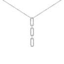 14K White Gold 1/10 Cttw Diamond Triple Paper Clip Pendant Necklace