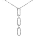 14K White Gold 1/10 Cttw Diamond Triple Paper Clip Pendant Necklace