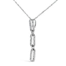 14K White Gold 1/10 Cttw Diamond Triple Paper Clip Pendant Necklace