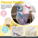 Personalized Mermaid Blanket with Name - Custom Purple Hair Mermaid and Clamshell Fleece Throw for Girls, Kids and Mermaid Lovers
