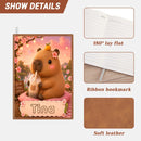 Personalized Capybara Journal with Name - Kawaii Capybara Boba Tea Cover on Soft PU A5 Notebook with Cream Lined Pages - Custom Gift for Teen Girls