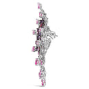 18K White Gold 1.00 Cttw Diamond, Ruby Sapphire, and Amethyst Mixed Gemstone Butterfly Brooch Pin (G-H Color, VS1-VS2 Clarity)