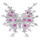 18K White Gold 1.00 Cttw Diamond, Ruby Sapphire, and Amethyst Mixed Gemstone Butterfly Brooch Pin (G-H Color, VS1-VS2 Clarity)