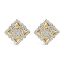 18K Yellow Gold Diamond 5 1/5 Cttw Geometric Cluster Stud Earrings