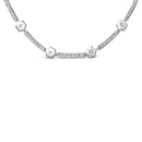 14K White Gold 1.0 Cttw Diamond Flower and Bar Station Necklace