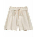 Monteau Big Girls Linen Scallop Hem Shorts, Size Small