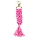 Macrame Bag Charm Keychain in Pink | Hand Knotted Tasseled Key Ring | Purse Accessory with Lobster Clip