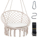 Macrame Swing Chair Hammock Chair with Round Seat Cushion
