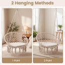Macrame Swing Chair Hammock Chair with Round Seat Cushion