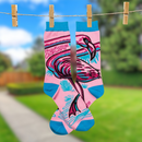 Majestically Awkward Bold Pink Flamingo Socks | Wraparound Art | Unisex One Size