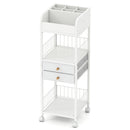 Makeup Organizer Floor Skincare Organizer Cart with Drawers and Storage Shelves-White