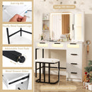 Makeup Vanity Desk with 3-Color Induction LED Lights and 6 Drawers-White