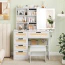 Makeup Vanity Desk with Mirror and Charging Station-White