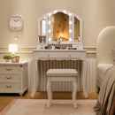 Makeup Vanity Table Set with Lighted Mirror and Drawers