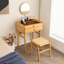 Bamboo Makeup Vanity Table with Mirror with 2 Storage Drawers-Natural