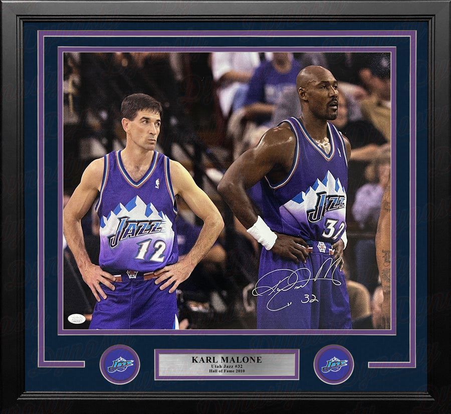 Karl Malone with Stockton Utah Jazz Autographed 16