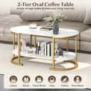 Marble Coffee Table with Open Storage Shelf