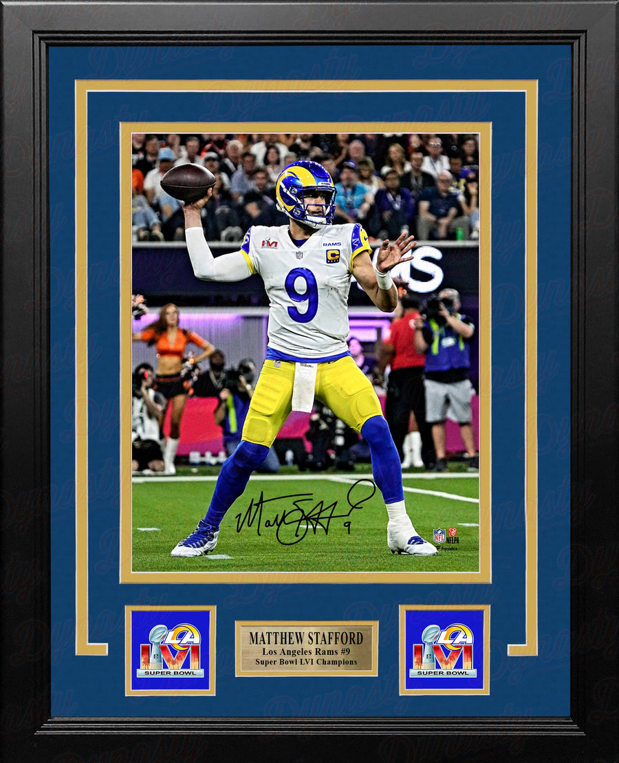 Matthew Stafford Super Bowl LVI Action Los Angeles Rams Autographed 8