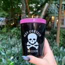 May Contain Poison Glass Double Old Fashioned with Lid and Straw | Halloween Spooky Tumbler