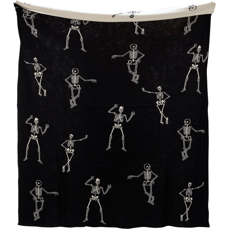 Memento Mori Reversible Skeletons Throw Blanket | Double-Sided Knitted Throw | 50