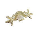Mermaid Parade Gold Hair Clip with Sea Stars and Shell