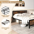Metal Bed Frame with Headboard and Footboard