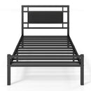 Twin Metal Bed Frame with Upholstered Headboard