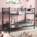 Metal Bunk Bed with Ladder and Full-length Guardrails