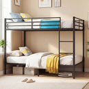 Metal Bunk Bed Full Over Full with Length Safety Guardrail-Black