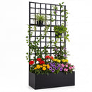Metal Raised Garden Bed with Trellis and Drainage Holes for Climbing Plants