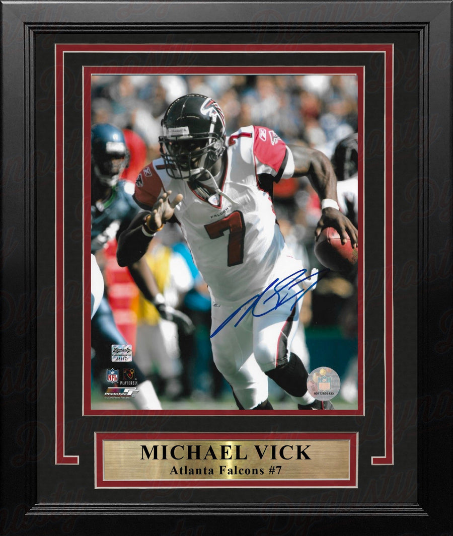 Michael Vick in White Atlanta Falcons Autographed 8