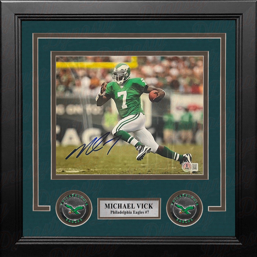 Michael Vick Kelly Green Action Philadelphia Eagles Autographed 8