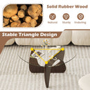Triangle Coffee Table with Tempered Glass Top and Adjustable Rubber Wood Base