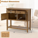 Mid-Century Console Table Wood Coffee Bar Buffet Sideboard with 2 Drawers-Walnut
