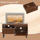 Mid Century Fluted TV Stand for 40 Inch TV Modern Entertainment Center with Open Compartment-Walnut