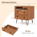 Mid Century Modern 2-Drawer Nightstand with Storage Compartment-Walnut
