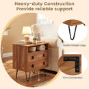 Mid Century Modern 2-Drawer Nightstand with Storage Compartment-Walnut