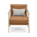 Mid-Century Modern Accent Chair Artificial Leather Sofa Chair with Rubber Wood Frame