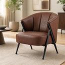 Mid Century Accent Chair with Curved Backrest - Brown