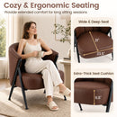 Mid Century Accent Chair with Curved Backrest - Brown