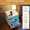 Nightstand with Charging Station and LED Lights