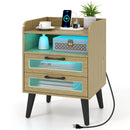 Nightstand with Charging Station and LED Lights