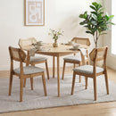 Mid Century Rattan Dining Chairs Set of 2 with Wood Frame