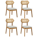 Rattan Dining Chairs Set of 4 with Curved Back