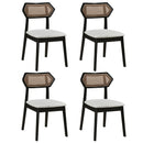 Rattan Dining Chairs Set of 4 with Curved Back