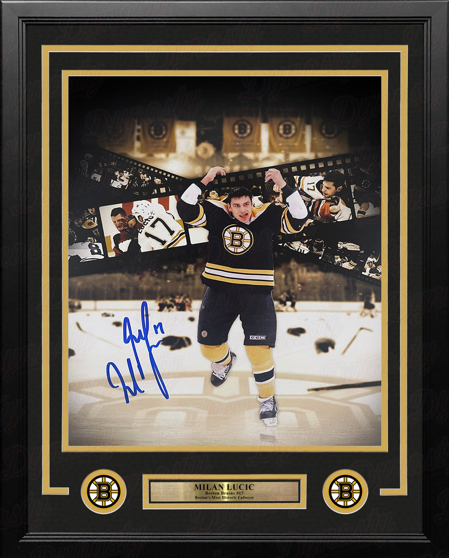 Milan Lucic Fight Collage Boston Bruins Autographed 16