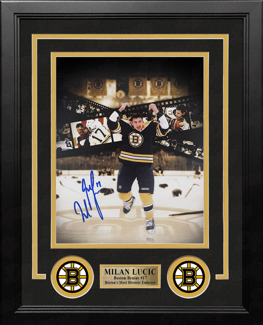 Milan Lucic Fight Collage Boston Bruins Autographed 8