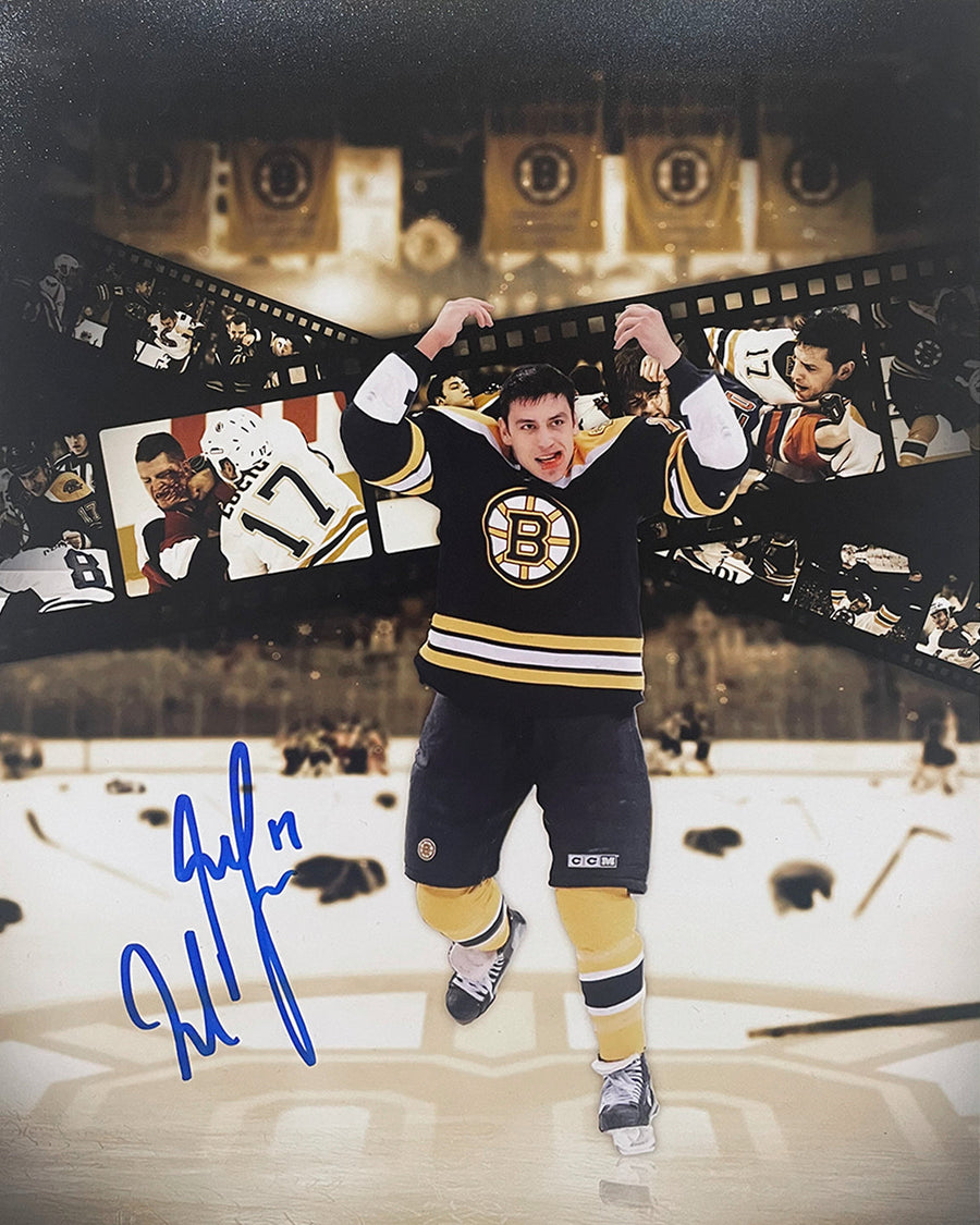 Milan Lucic Fight Collage Boston Bruins Autographed 16