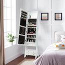 Freestanding Full Length LED Mirrored Jewelry Armoire with 6 Drawers